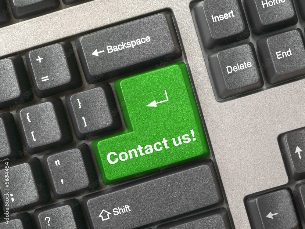 Keyboard - green key Contact us, business background