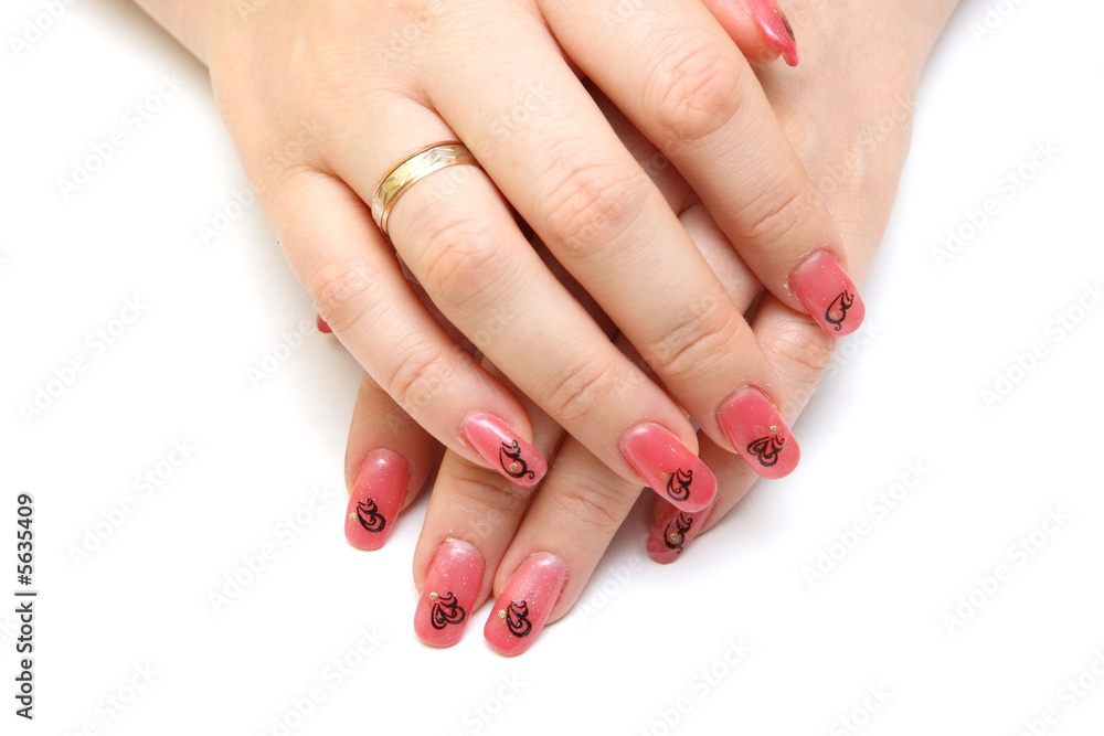 beautiful hands showing nails with figure