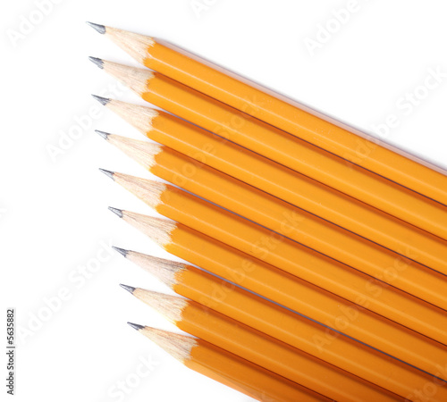 Schilderij op canvas closeup photography of some pencils on white paper
