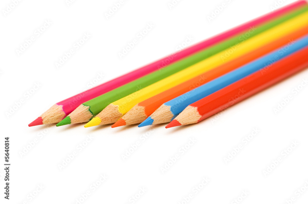 Coloured pencils isolated on the white background