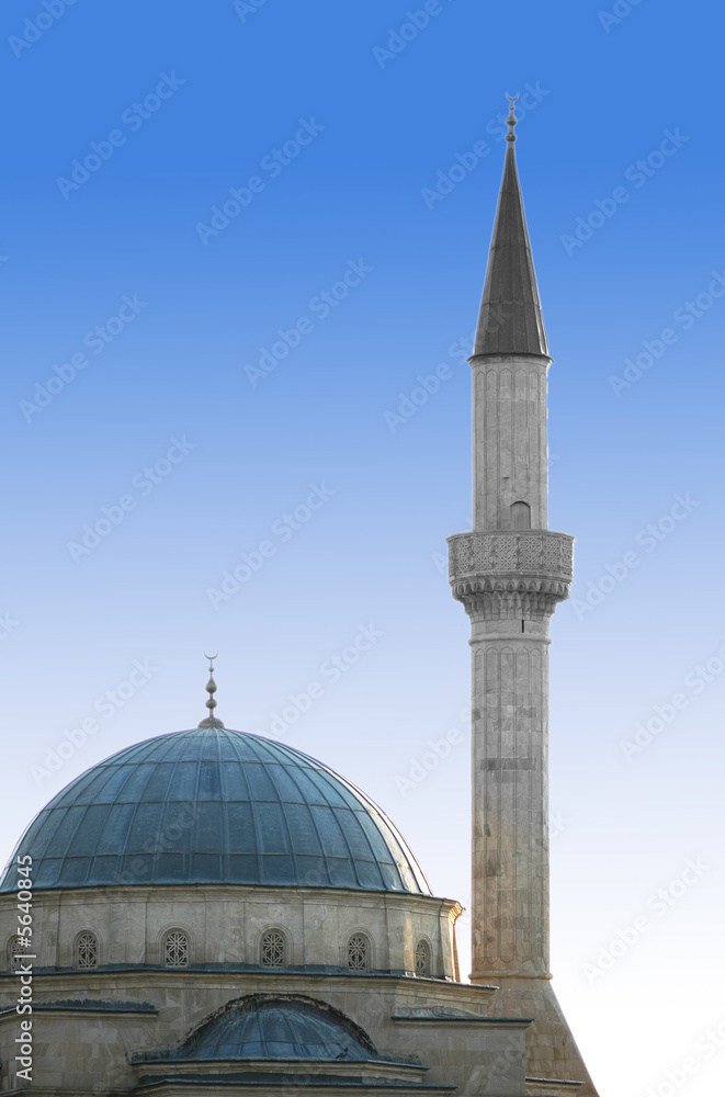 Minaret and dome of the mosque during early morning