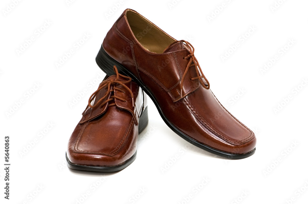 Brown shoes isolated on the white background