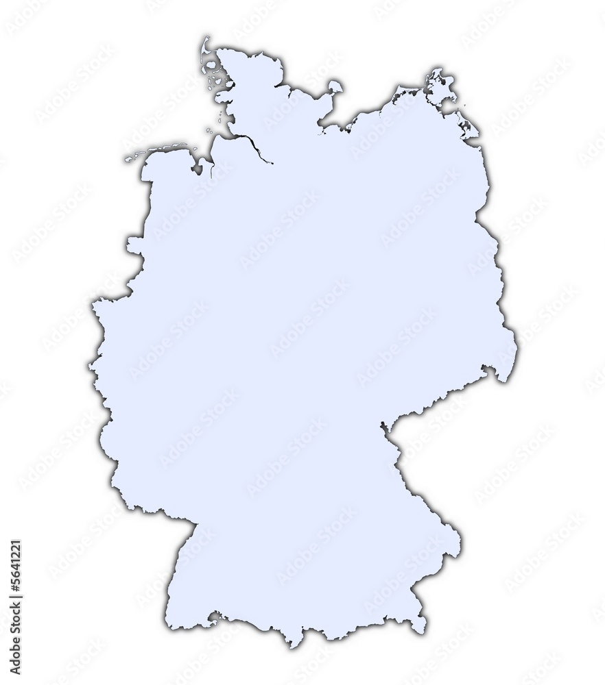 Germany light blue map with shadow