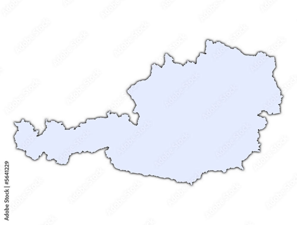 Austria light blue map with shadow
