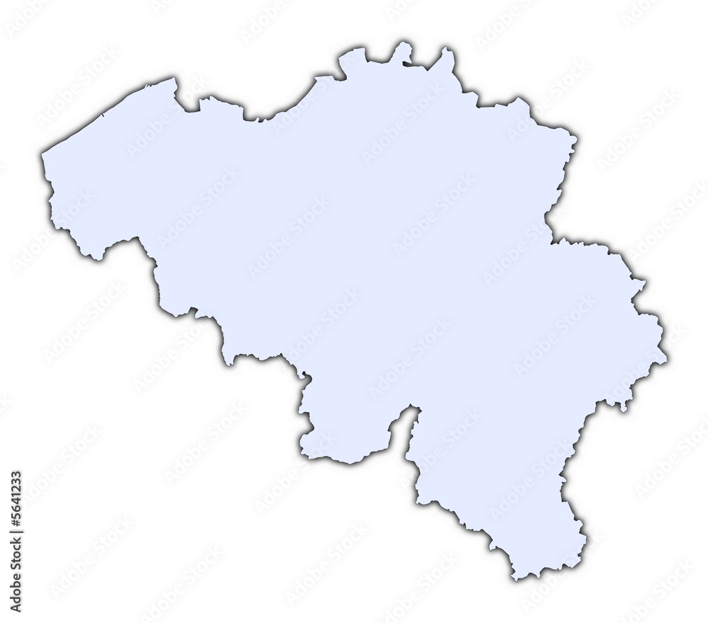 Belgium light blue map with shadow