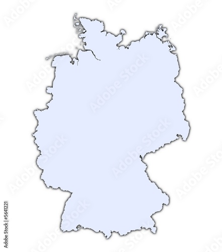 Germany light blue map with shadow