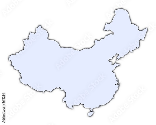 China light blue map with shadow