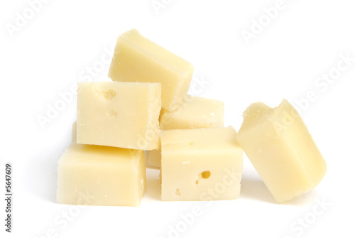 pieces of cheese, yellow, parmesan, isolated overwhite