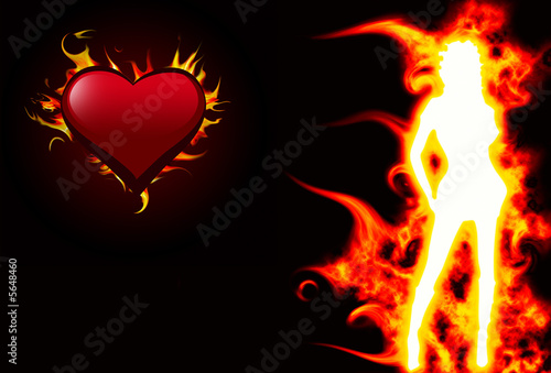 Hot girl and ardent heart