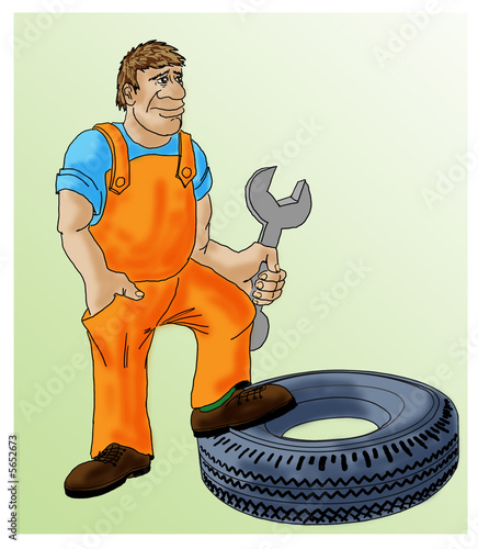 Worker repairing a car..