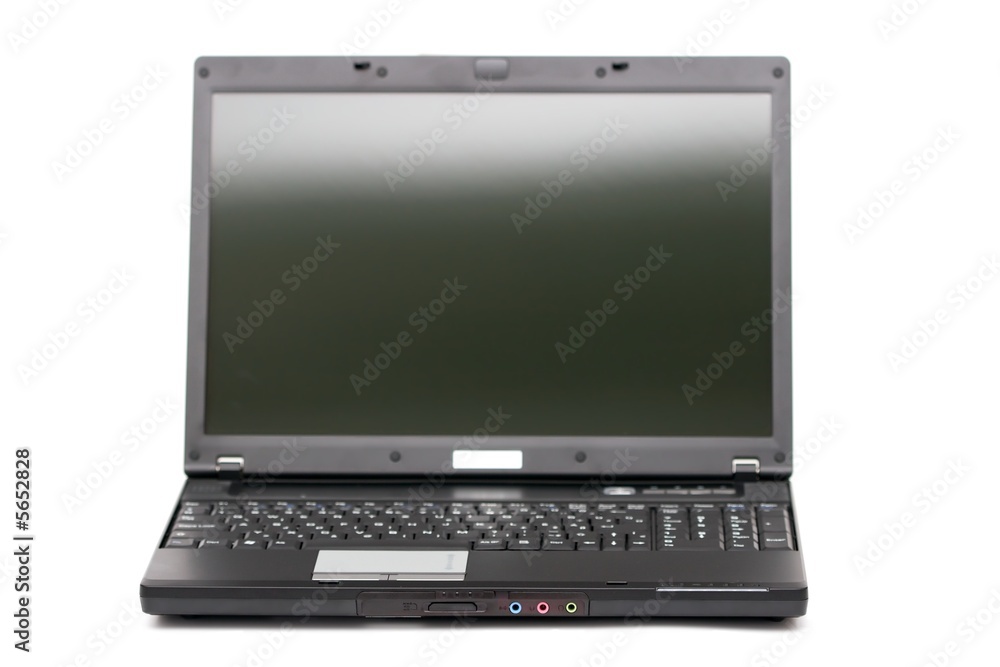 Black laptop isolated on white background. Front view Black laptop isolated on white background. Front view