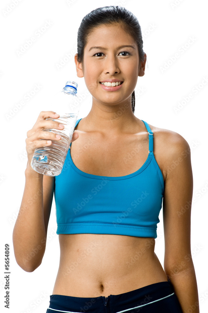 A beautiful Asian woman holding a water bottle in sportswear A beautiful Asian woman holding a water bottle in sportswear