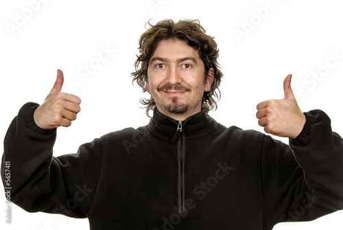 young casual man portrait in white background