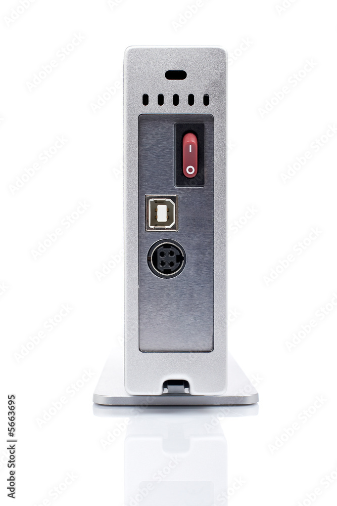 External hard drive rear view External hard drive rear view