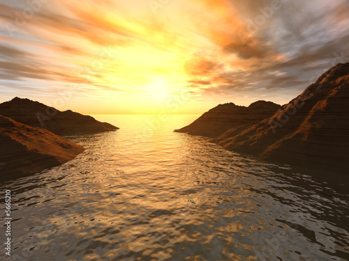 Sunset in a gulf.