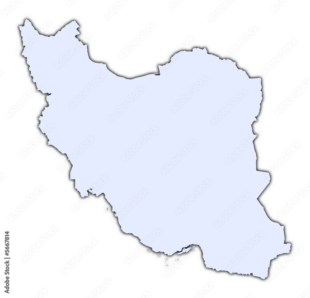 Iran light blue map with shadow