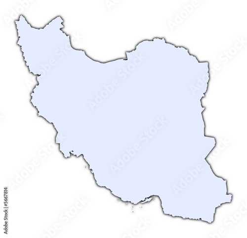 Iran light blue map with shadow