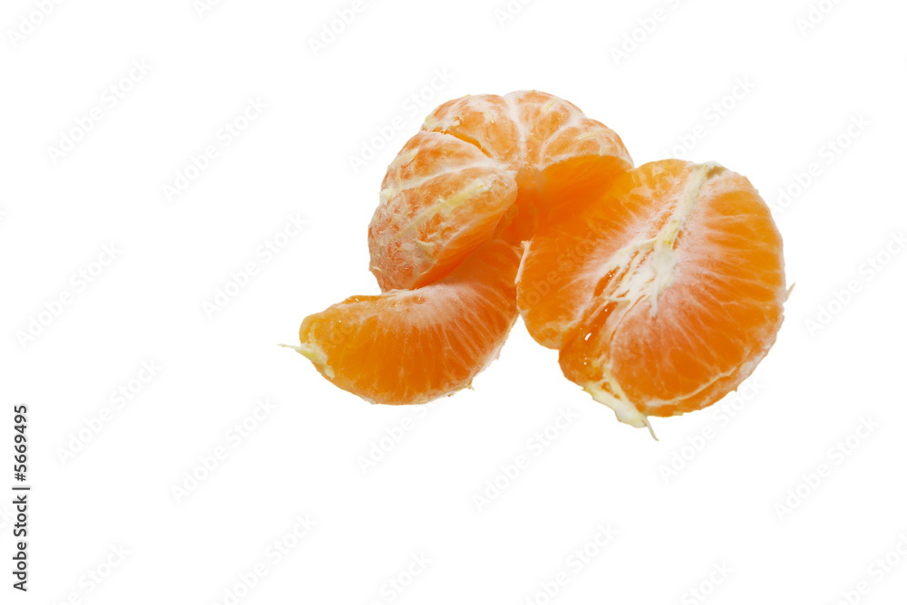 peeled tangerine on the white peeled tangerine on the white
