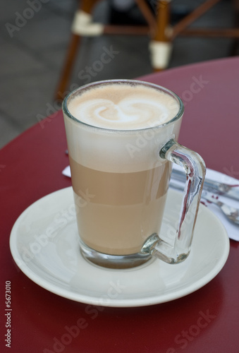 Irish coffee in glass cup