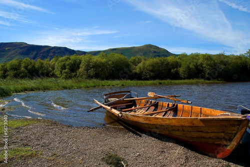 Rowing boat on Derwent Water in the English Lake District