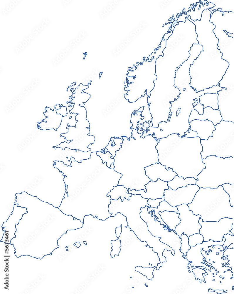Karte Europa/EU mit Grenzen - obrazy, fototapety, plakaty 