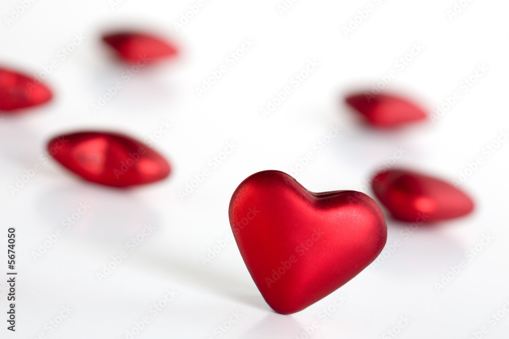 Red valentine hearts isolated on white Red valentine hearts isolated on white