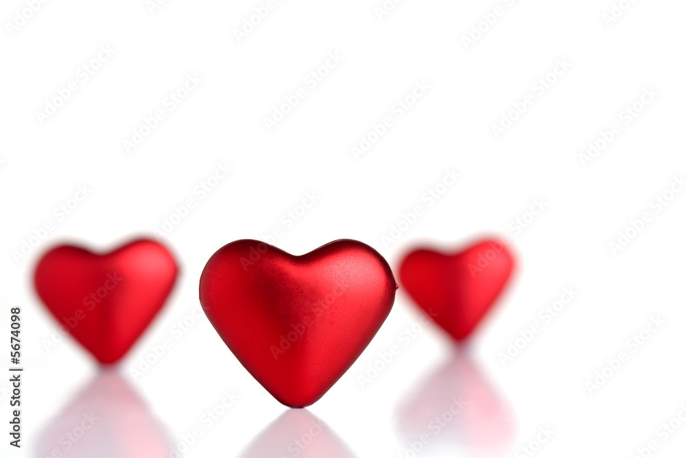 Red valentine hearts isolated on white Red valentine hearts isolated on white