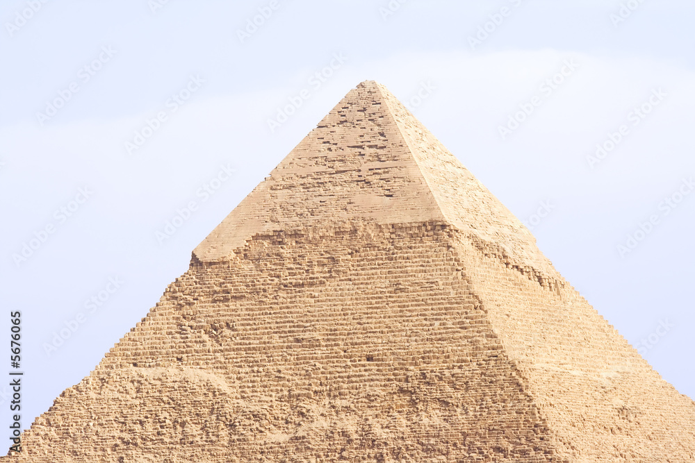 The top portion of Khafre's Pyramid in Cairo, Egypt.
