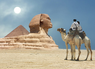 Deken met foto Egypte Piramide Sfinx kameel woestijnzon Egypte  © Miroslav Beneda