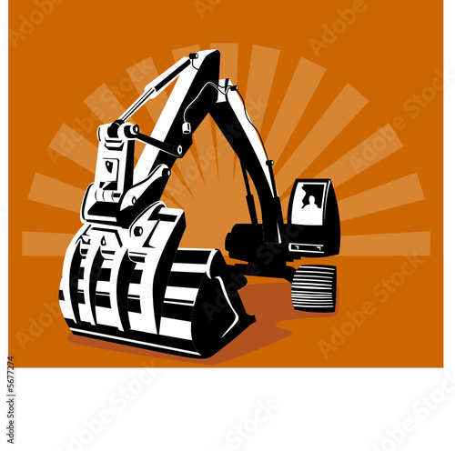 Digger with sunburst in the background