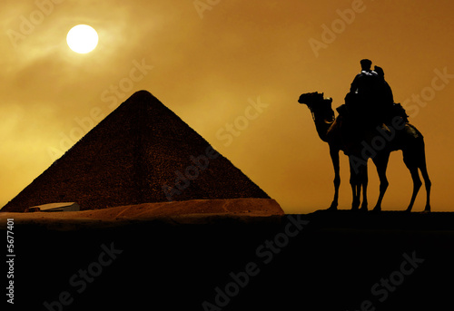 Symbol Egypt s - pyramid  camel  sand and sun 