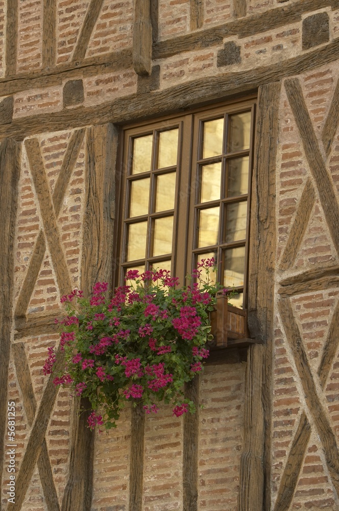 windows of half-timbered house, Ambois, France windows of half-timbered house, Ambois, France