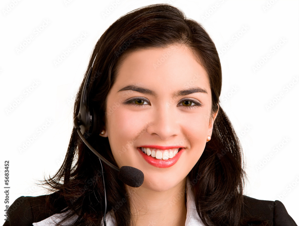 Beautiful Smiling Woman Wearing Headset Beautiful Smiling Woman Wearing Headset
