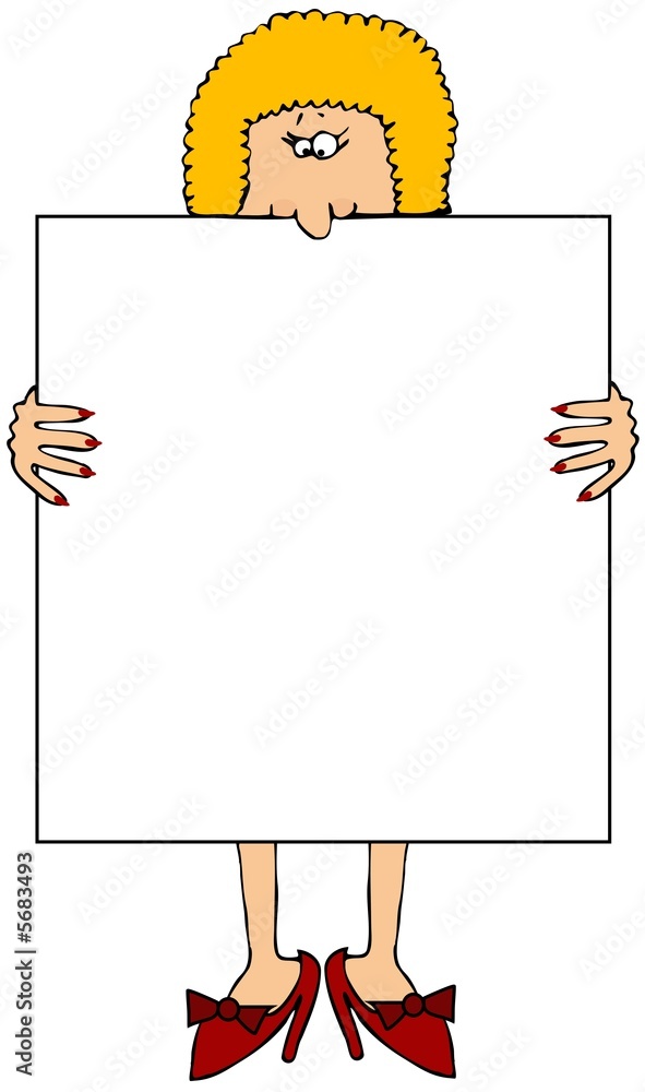 Fototapeta premium Woman With A Large Blank Sign