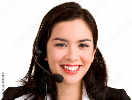 Beautiful Smiling Woman Wearing Headset