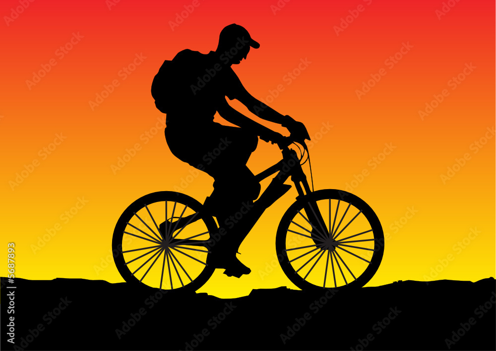 Obraz premium illustration of a sunset bicycle