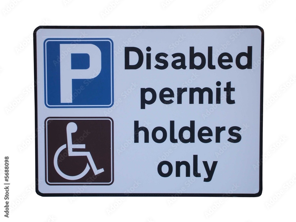 Disabled Parking Permit Holders Only Sign. Stock Photo