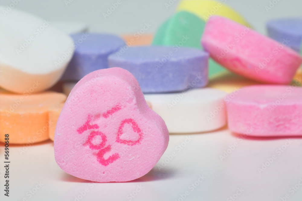 Conversation hearts Valentines day candy. Concept of love. Conversation hearts Valentines day candy. Concept of love.
