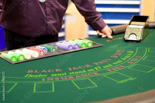 Casino table with cards ready for playing