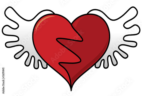 Flying heart symbol,vector
