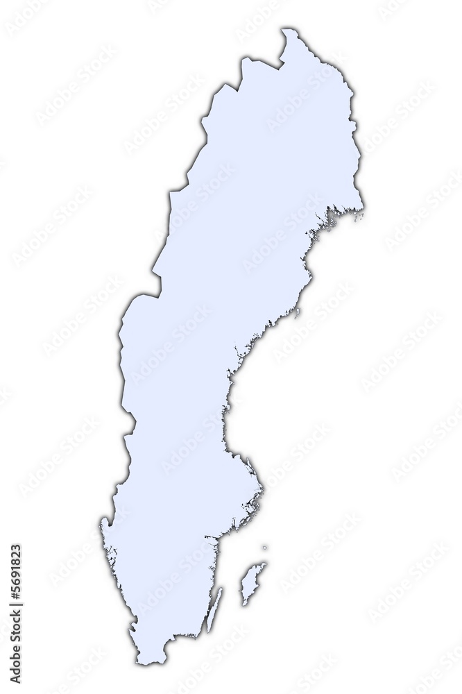 Sweden light blue map with shadow