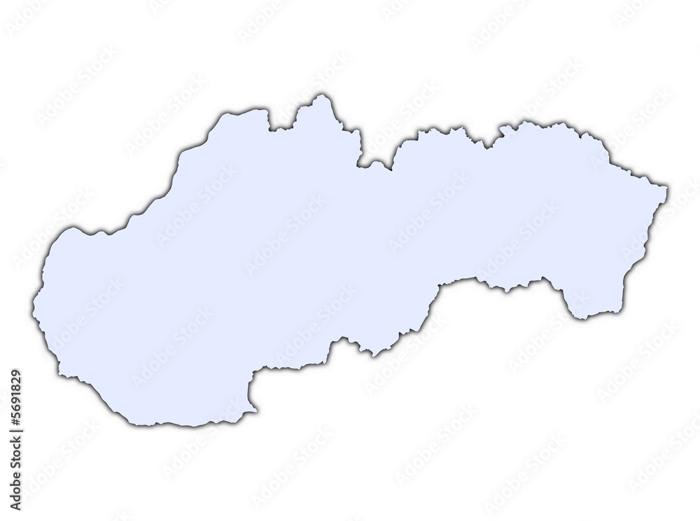Slovakia light blue map with shadow