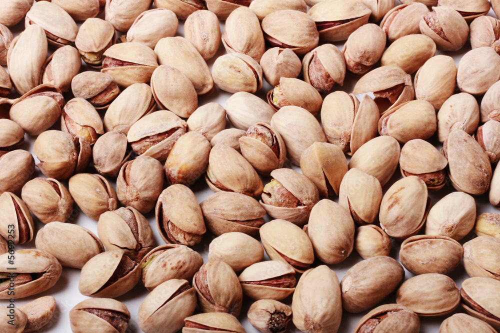 Close up of roasted pistachio nuts