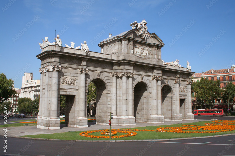 18th century Puerta de Alcala. Center of Madrid..