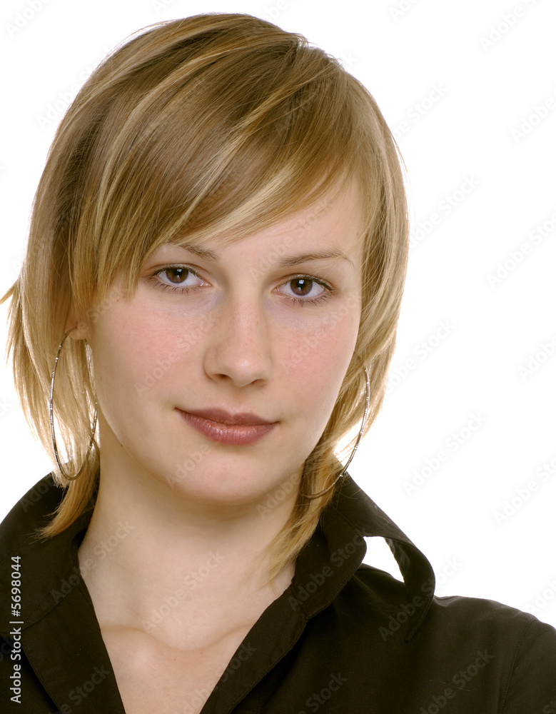 portrait of girl- teenager with blond hair and dark eyes portrait of girl- teenager with blond hair and dark eyes