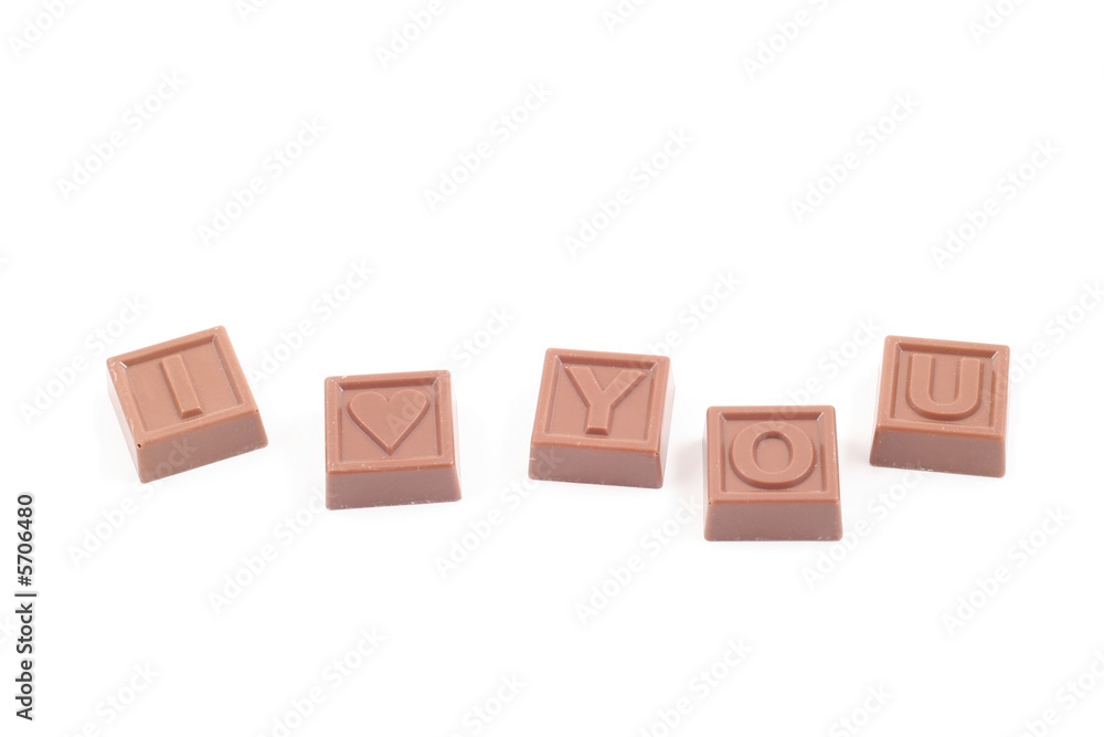 Obraz premium chocolates - I love you - isolated on white perfect as a gift