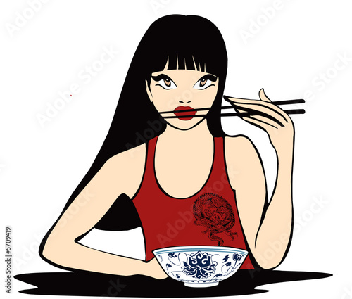 Young asian woman at the restaurant