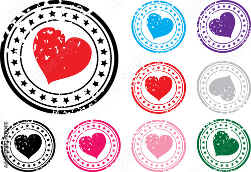 Stamp with the image of heart. A vector illustration.