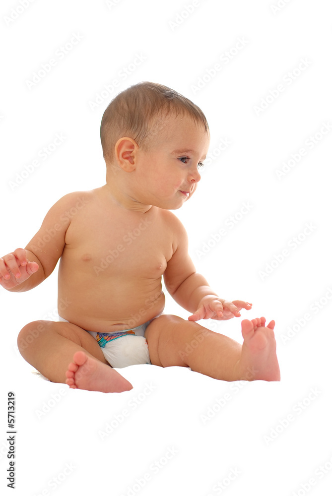Sweet Baby on white using diaper . Sweet Baby on white using diaper .