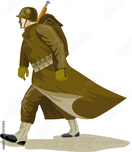 Soldier marching in full gear